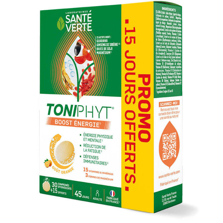Santé Verte Toniphyt Boost Tonus and Vitality Effervescent Orange 30 tablets
