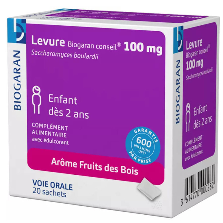Biogaran Levure 100 mg Fruits des bois 20 Sachets 3614770000282