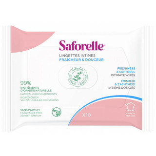 Saforelle Lingettes Intimes fraîcheur et douceur 10 lingettes 3700399100929