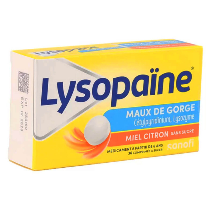 Lysopaïne Honey Lemon sugar-free 36 sucking lozenges