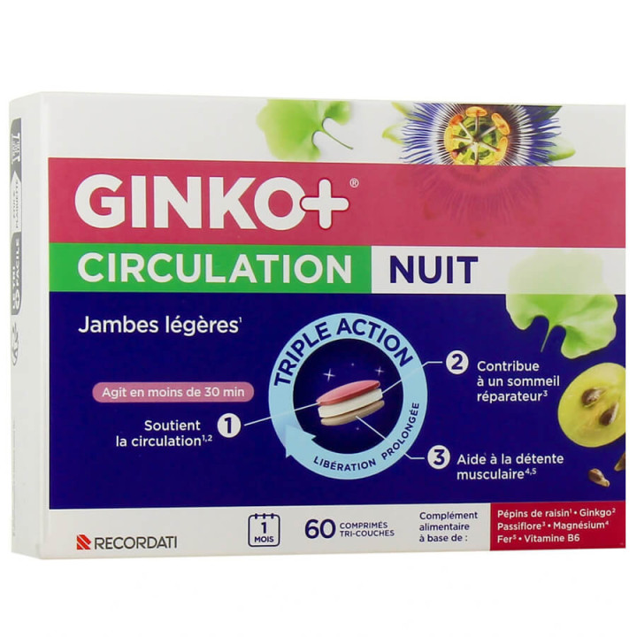 Ginko+ Circulation Nuit jambes légères 60 tablets