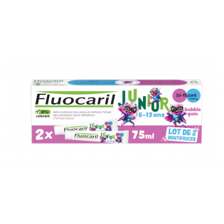 FLUOCARIL JUNIOR 6-13 YEARS GOUT BUBBLE LOT OF 2X75ML