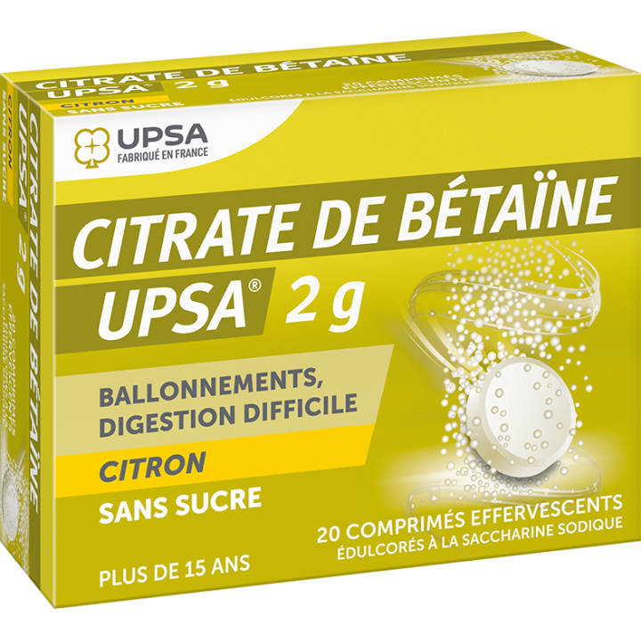 Betaine Citrate Upsa 2G LEMON - 20 sugar-free effervescent tablets