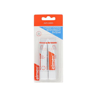 2 TUBES DE VOYAGE DE 12ML ELMEX ANTI CARIES