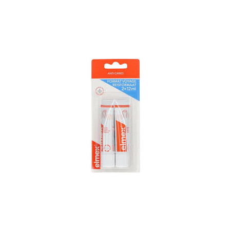 2 TUBES DE VOYAGE DE 12ML ELMEX ANTI CARIES
