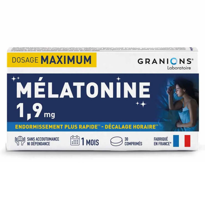 Granions Mélatonine 1,9mg 30 comprimés 3760155219357 Granions Mélatonine 1,9mg 30 comprimés 3760155219357