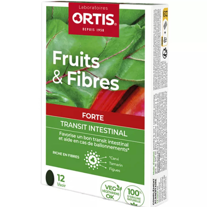 Ortis Fruits & Fibres Forte Intestinal Transit 12 Tablets