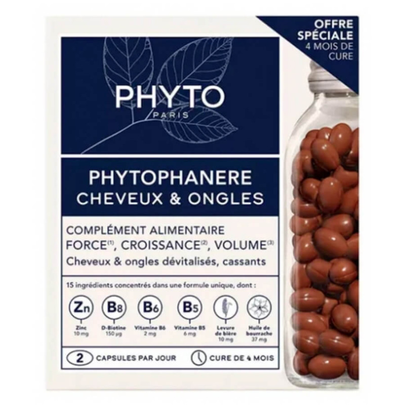 Phyto Phytophanère Cheveux et Ongles 4 Mois de Traitement 240 Capsules 3338221001085 Phyto Phytophanère Cheveux et Ongles 4 Mois de Traitement 240 Capsules 3338221001085