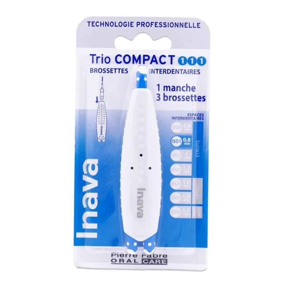 Inava Trio Compact 1/1/1 Interdental Brushes Narrow Spacers 0.8 mm Blue ...