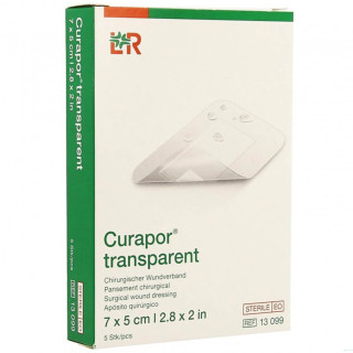 Lohmann Curapor Transparent Pansement Chirurgical stérile 7 x 5 cm boite de 5 4021447221427