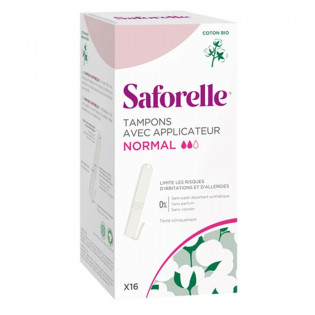 Saforelle Normal tampons avec applicateur Coton bio 16 tampons 3401560049909