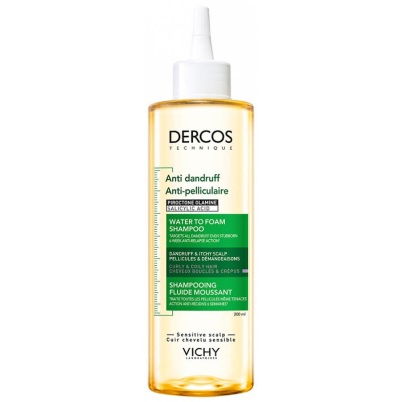 Vichy Dercos Shampoing Fluide Moussant Anti-Pelliculaire Cheveux Bouclés Crépus 200 ml 3337875906760