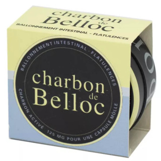 Charbon de Belloc 125 mg 36 softgels Metal box