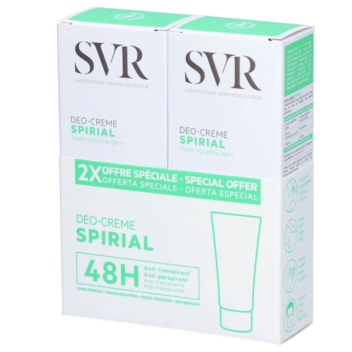 SVR Spirial Déo-Crème Anti-Transpirant Intense 48H Lot de 2 x 50 ml 3662361002771