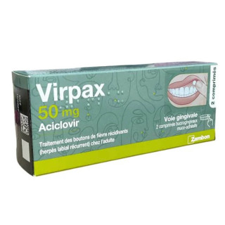 Virpax 50 mg aciclovir Bouton de fièvre 2 comprimés 3400927827457