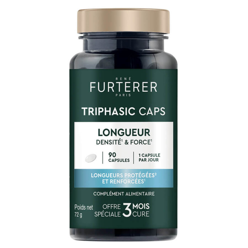 Rene Furterer Triphasic Caps Longueur Densité et Force Cheveux Abîmés Cassants 90 Capsules 3282770400588