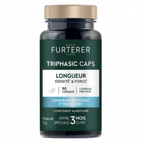 Rene Furterer Triphasic Caps Longueur Densité et Force Cheveux Abîmés Cassants 90 Capsules 3282770400588
