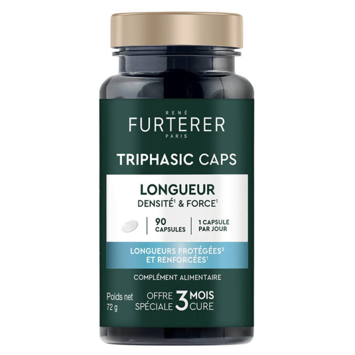 Rene Furterer Triphasic Caps Longueur Densité et Force Cheveux Abîmés Cassants 90 Capsules 3282770400588