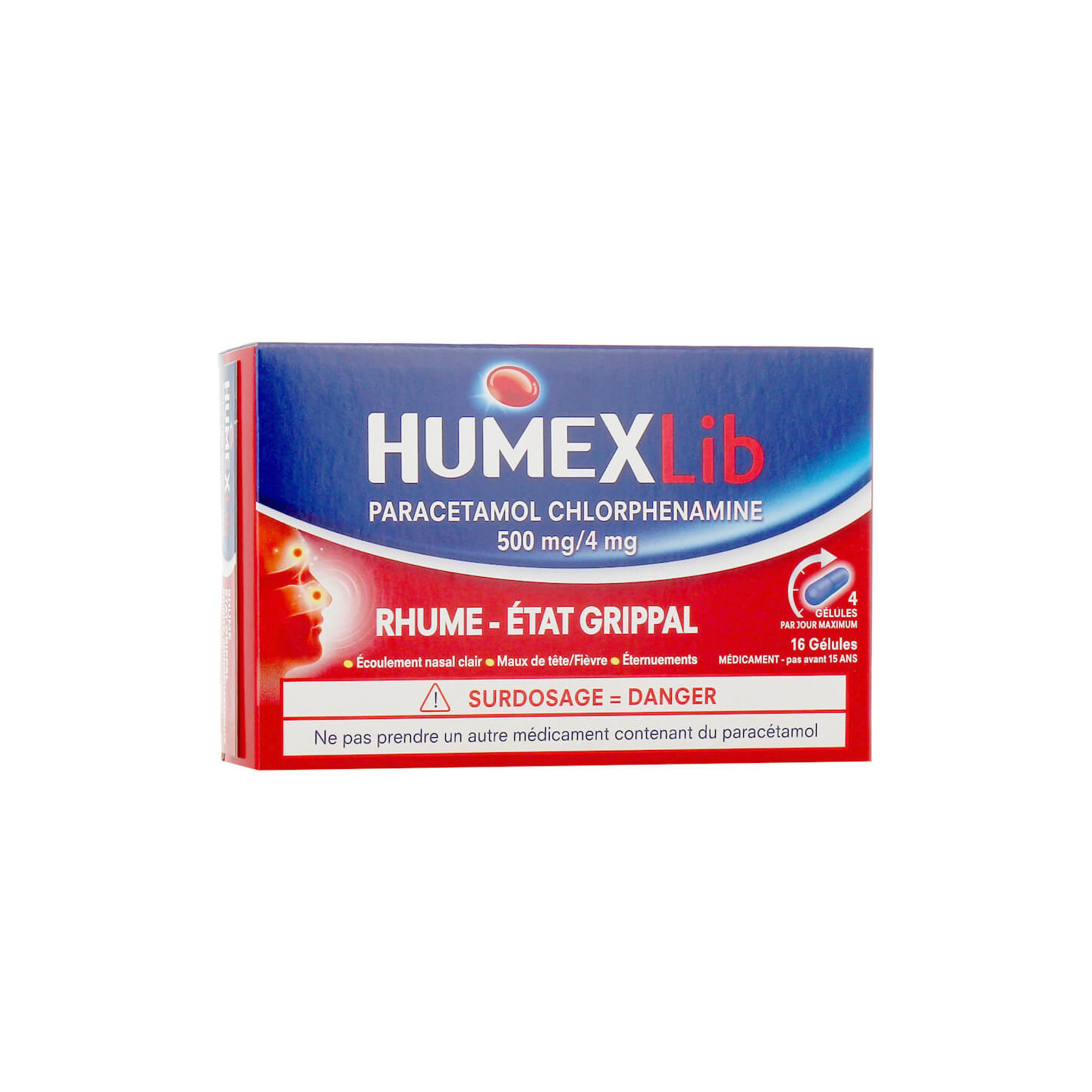 Humex Tab HumexLib Cold and Flu 500/4 mg 16 Capsules