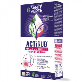 Sante Verte ActiRub Maux de Gorge Triple Action 20 Lozenges