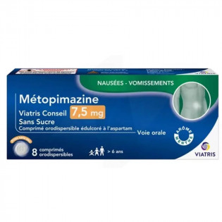 Metopimazine Viatris Conseil 7,5 mg Sans sucre 8 Comprimés Orodispersibles 3400930279762
