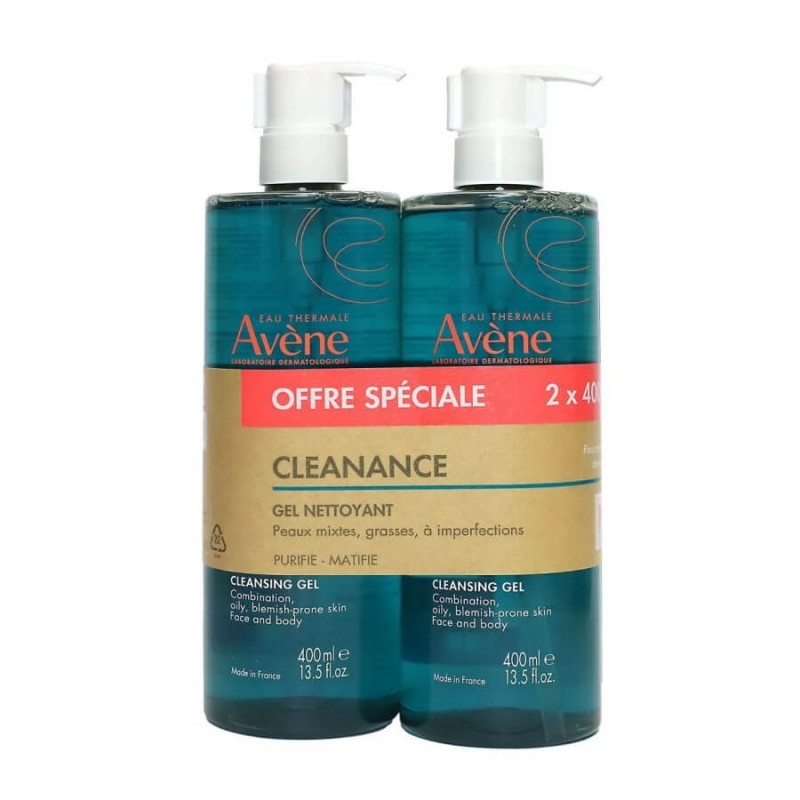 Avène Cleanance Gel Nettoyant Peau Mixte Grasse 2 x 400 ml 3282770395334