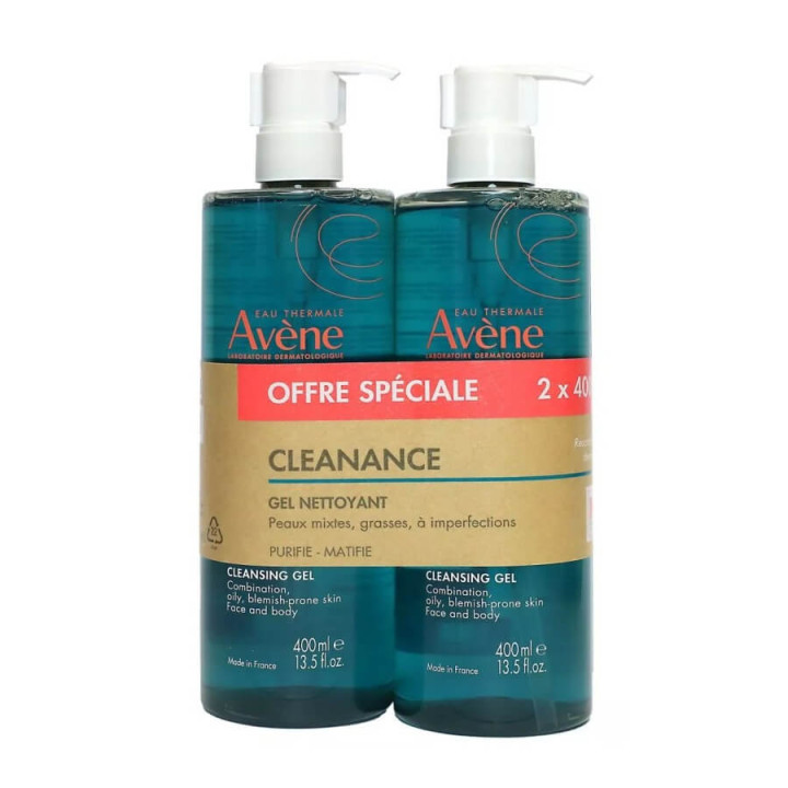 Avène Cleanance Gel Nettoyant Peau Mixte Grasse 2 x 400 ml 3282770395334
