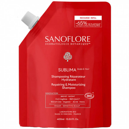 Sanoflore Sublima Shampoing Réparateur Hydratant recharge 400 ml 3701673200670