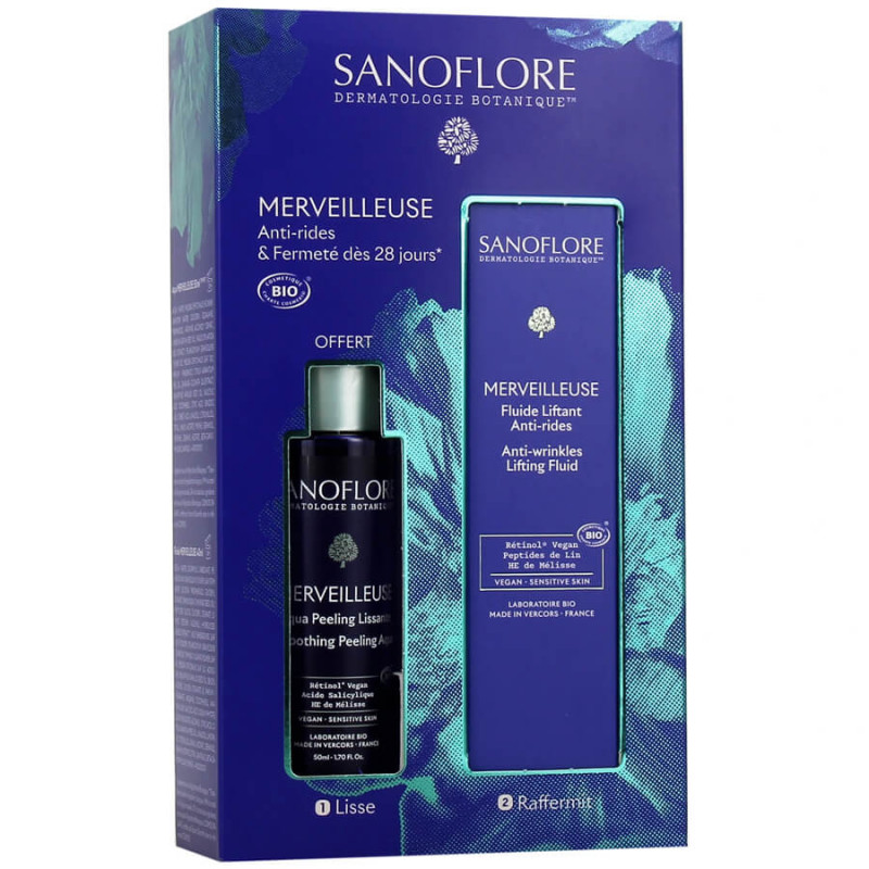 Sanoflore Coffret Merveilleux - Fluide liftant anti-rides Merveilleuse 40 ml et Aqua merveilleuse 50 ml OFFERT 3701673204906