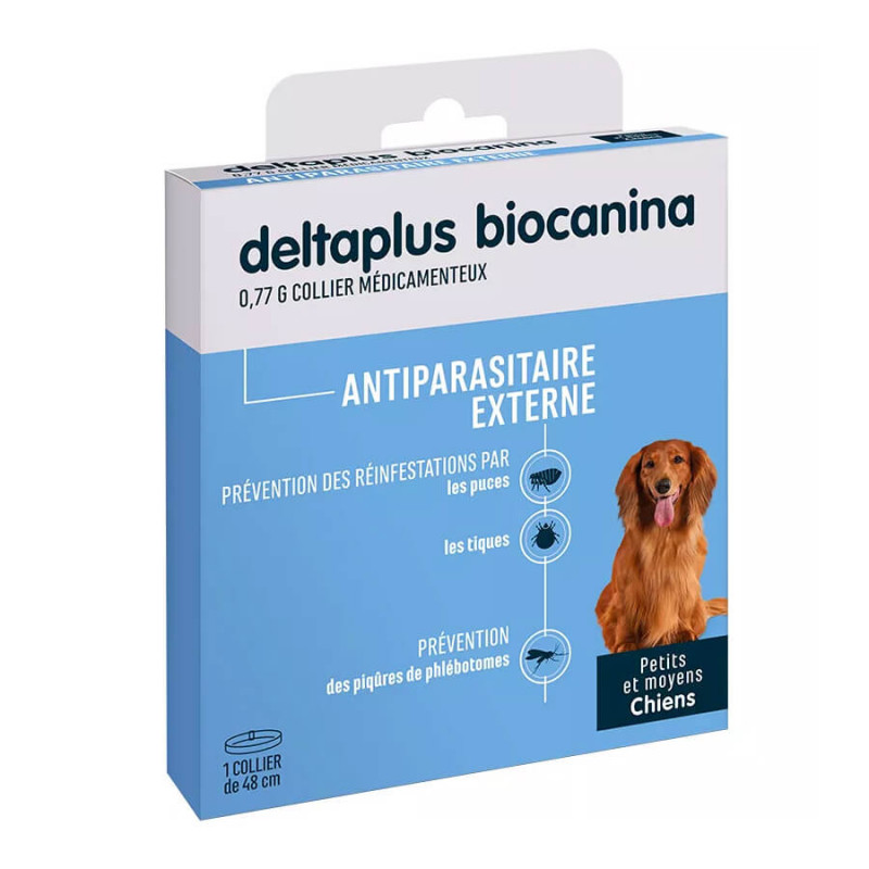 Biocanina Deltaplus Collier Anti Puces et Tiques pour Petits et Moyens Chiens 1 Collier 3661729027272
