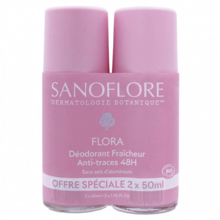 Sanoflore Déodorant Fraîcheur 48H Flora Roll-On Bio Lot de 2 x 50 ml 3701673203855