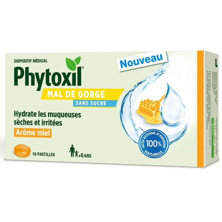 Phytoxil Mal de Gorge Honey Sugar Free 16 Lozenges