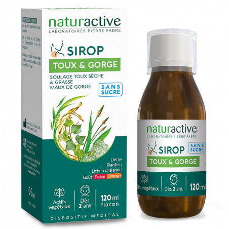 Naturactive Sirop Toux Gorge Sans Sucre 120 ml 3665606003106