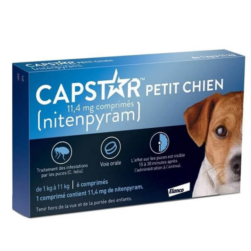 Capstar 11.4 mg petit chien 6 comprimés anti-puce 5420036940401 Capstar 11.4 mg petit chien 6 comprimés anti-puce 5420036940401