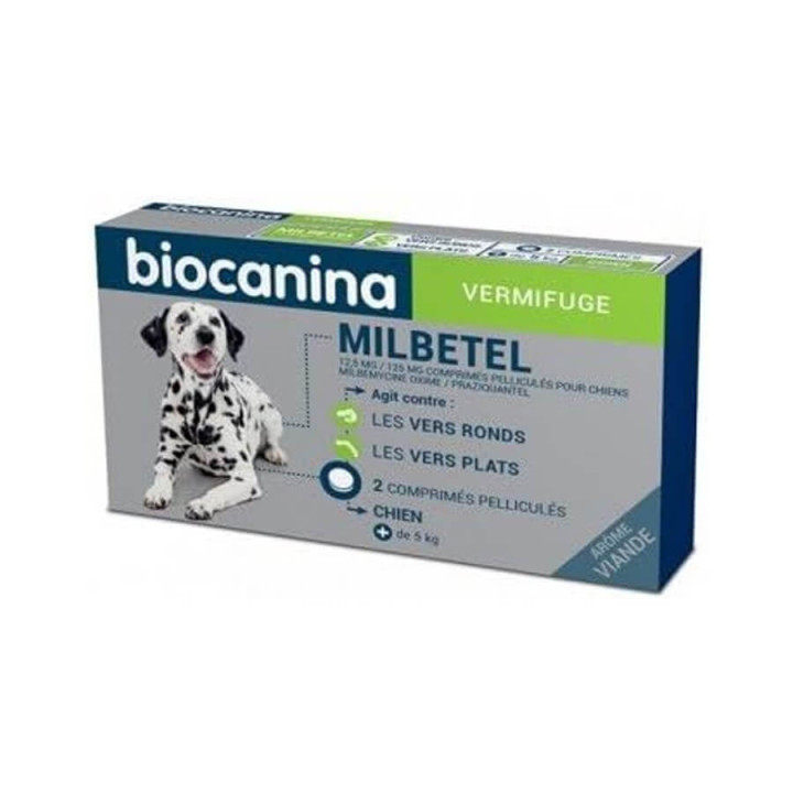 Biocanina Milbetel Dewormer Dog +5 kg 2 tablets