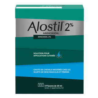Alostil 2% Minoxidil 3 Flacons de 60 ml