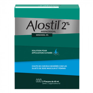 ALOSTIL 2% MINOXIDIL 3 BOTTLES OF 60ML