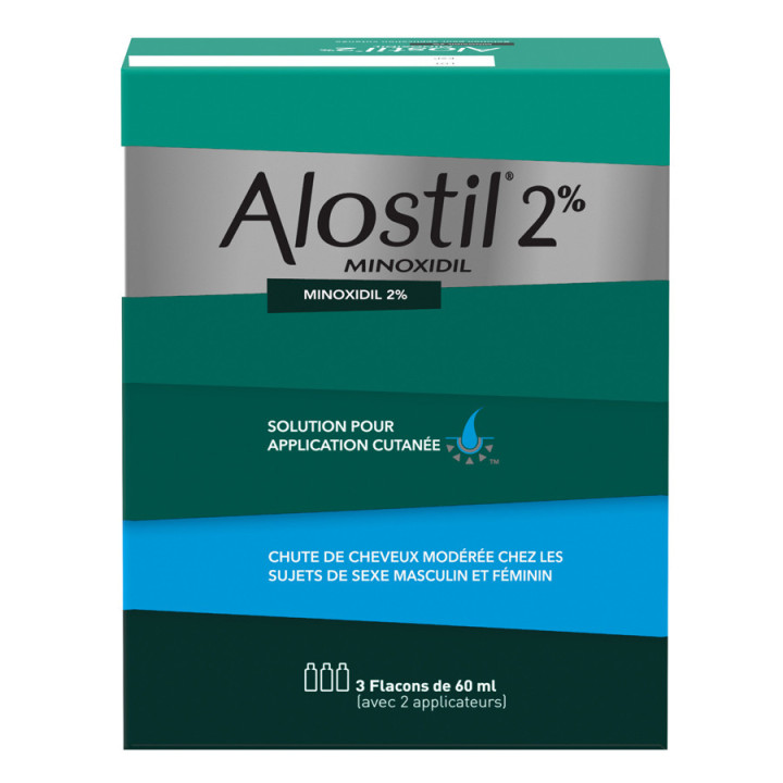 Alostil 2% Minoxidil 3 Flacons de 60 ml