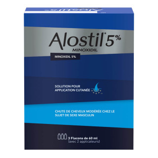 ALOSTIL 5% MINOXIDIL LIQUID 3 BOTTLES OF 60ML