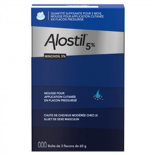 Alostil 5 Minoxidil MOUSSE 3 Flacons de 60 gr 3400926660512