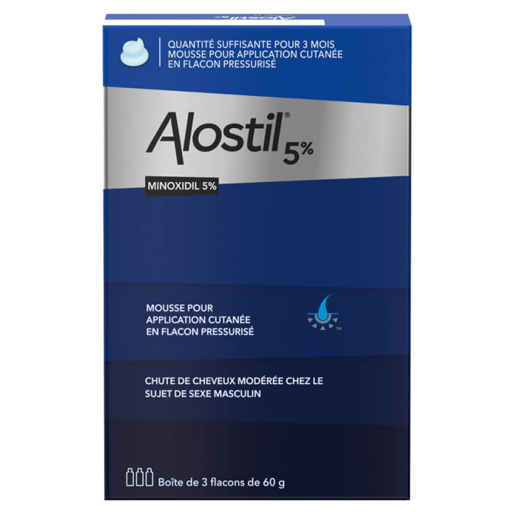 Alostil 5% Minoxidil MOUSSE 3 Bottles of 60 gr