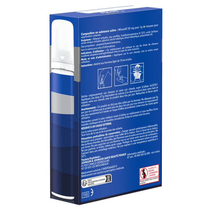 Alostil 5% Minoxidil MOUSSE 3 Bottles of 60 gr