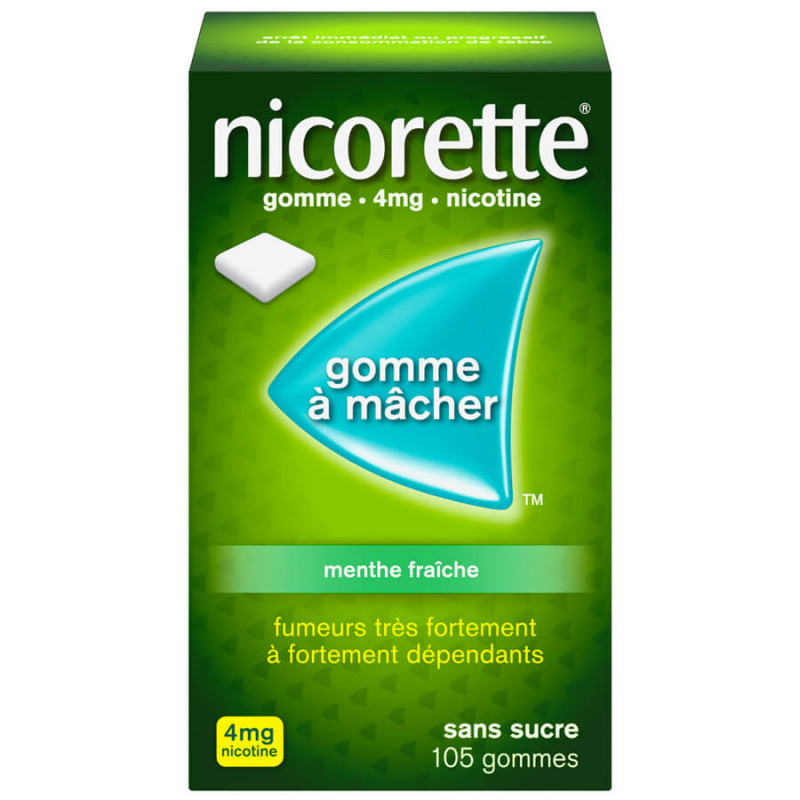 Nicorette 4MG Menthe Fraîche Sans Sucre 105 Gommes 3400937631587 Nicorette 4MG Menthe Fraîche Sans Sucre 105 Gommes 3400937631587