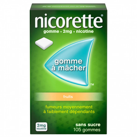 Nicorette 2MG Fruits Sans Sucre 105 Gommes 3400937099578
