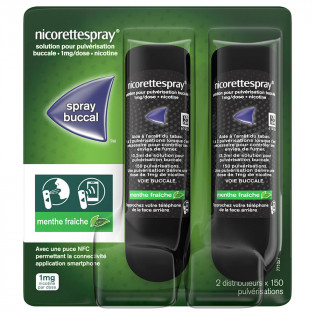NicoretteSpray 1mg menthe fraiche lot de 2 Spray 2x150 pulvérisations 3400922410678