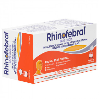 Rhinofebral Sans Sucre Rhume Etat Grippal 8 sachets 3400930210628 back