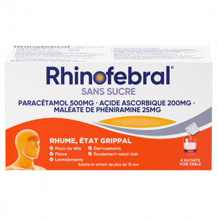 Rhinofebral Sans Sucre Rhume Etat Grippal 8 sachets 3400930210628