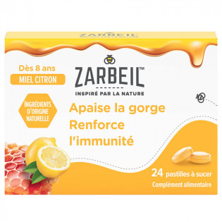 Zarbeil Throat and Immunity Honey-Lemon flavour Bte 24 Lozenges
