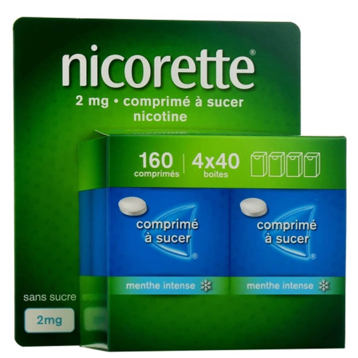 Nicorette 2 mg Menthe Intense 160 Sucking Tablets