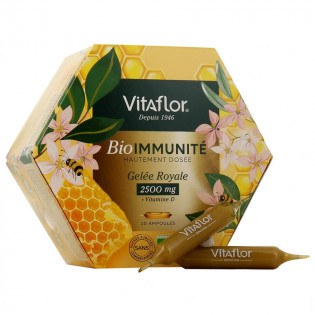 Vitaflor Gelée Royale 2500 mg et Vitamine D Bio 20 ampoules de 10 ml 3665045000315